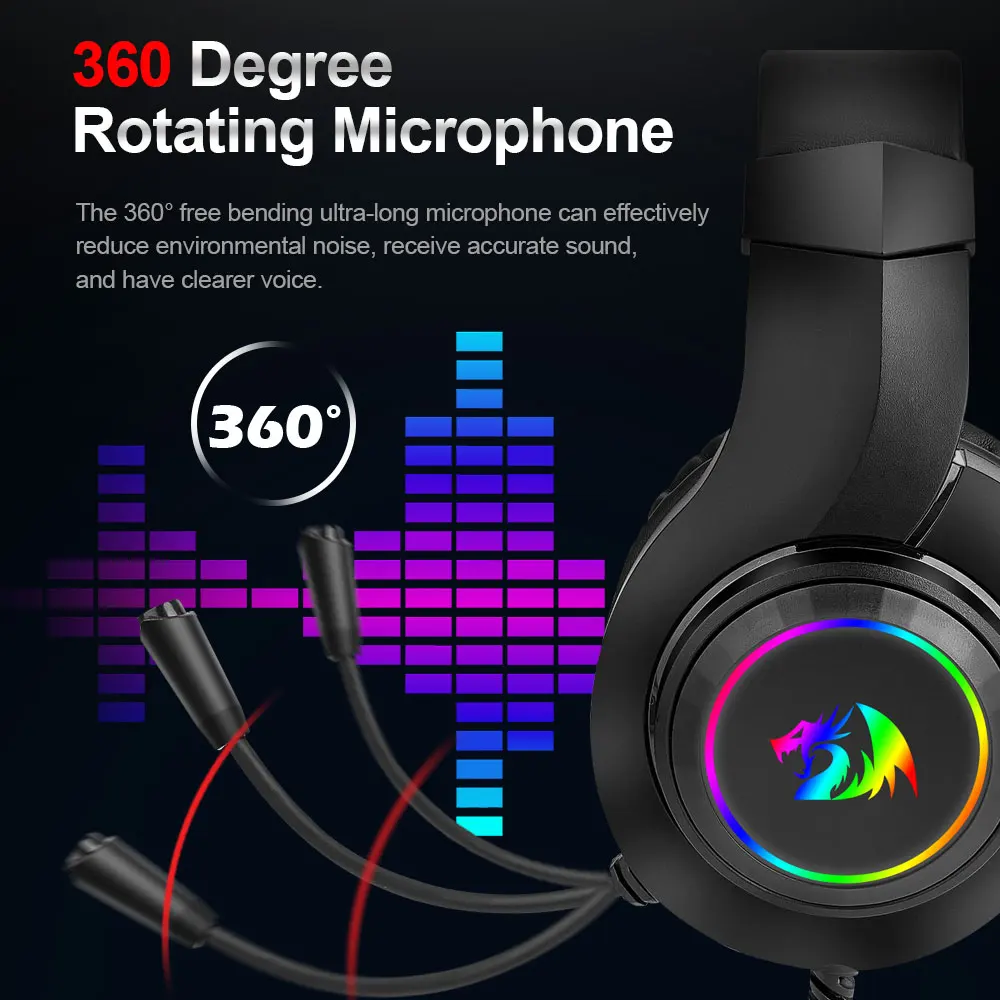 Игровые RGB наушники Redragon HYLAS H260 3 5 мм с объемным звуком компьютерная гарнитура
