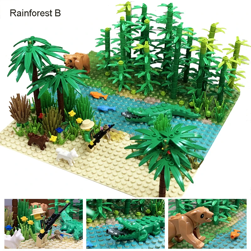Тропический тропический лес с основой аксессуары для кирпичной кладки MOC Euhylacion