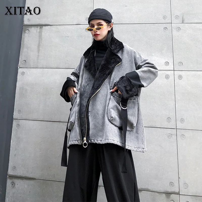 XITAO Женская парка размера плюс модная новая Лоскутная 2019 осенняя с карманами