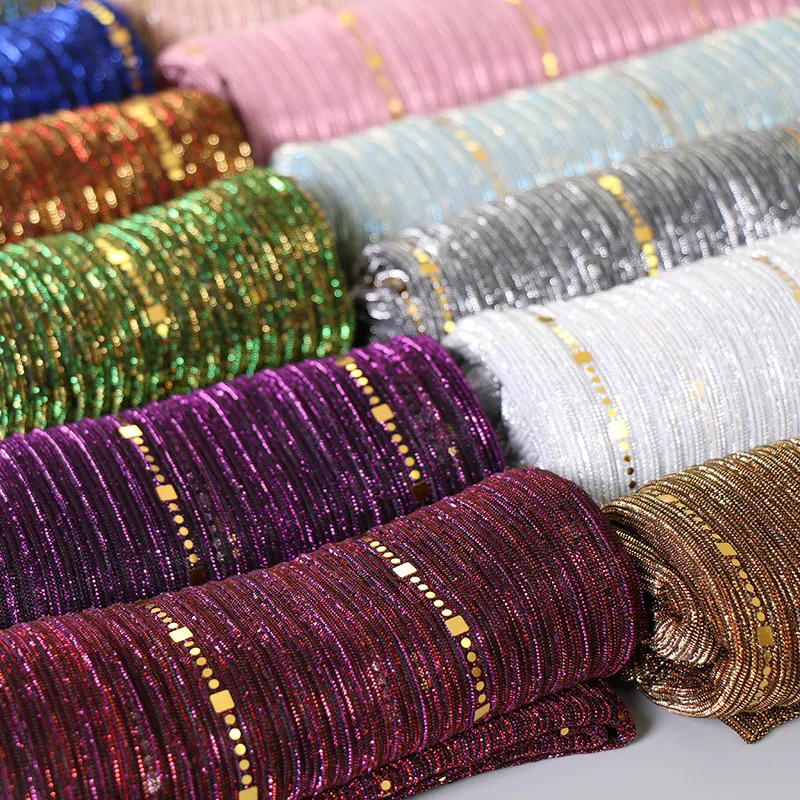 

Gold Sequin Decorated Hijab Scarf Breathable Pleated Thin Long Shawl Scarves Muslim Women Headscarf Headwrap Headband Turban