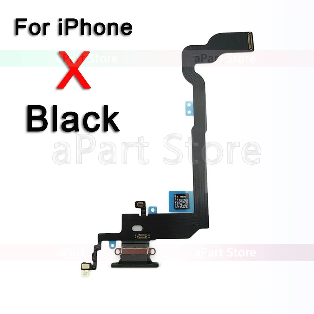 Нижняя док-станция для зарядки для iPhone Xs Max X XR 7 8 Plus USB зарядное устройство Порт платы док-станция разъем микрофон гибкий кабель Замена - Цвет: For iPhone X Black