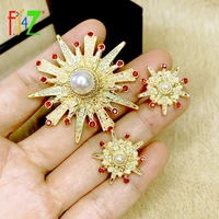 f j4z 2021 trend luxury brooches earrings for women top quality rhinestone simulated pearl star light pins lady gifts dropship