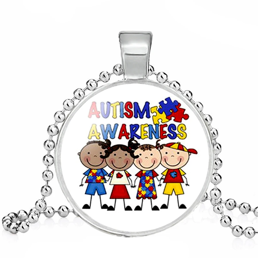 Аутистические красочные головоломки символ ожерелья забота о аутизме
