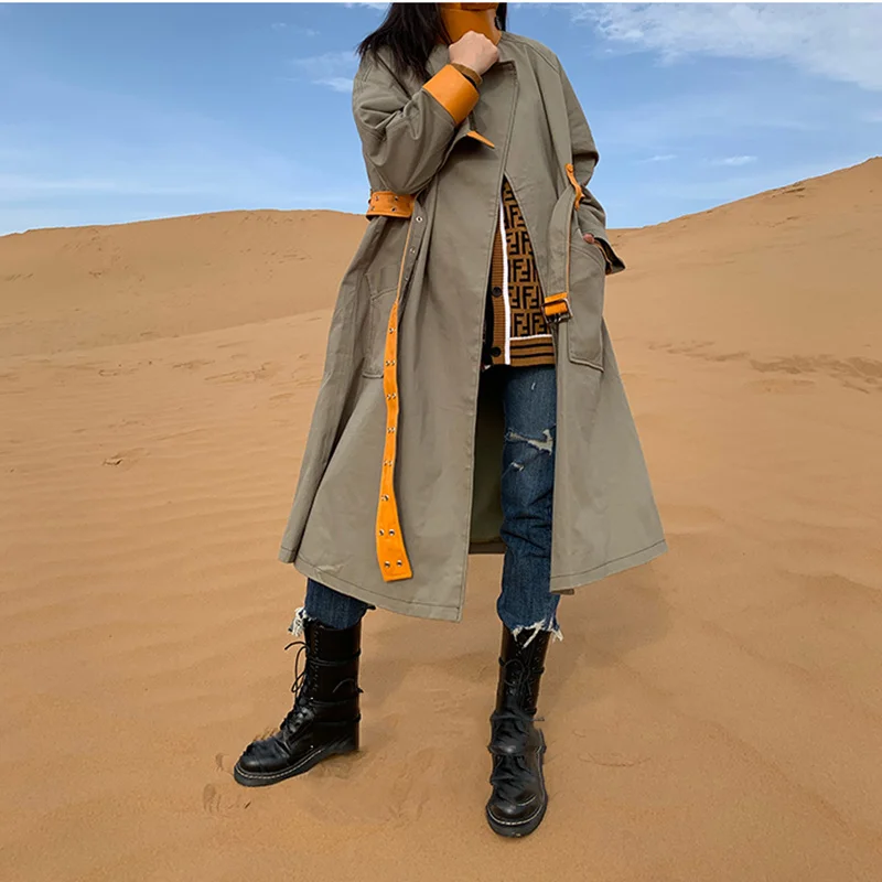 

SHZQ 2021 осень и зима новая свободная ветровка из натуральной овчины длинный тренчкот для женщин