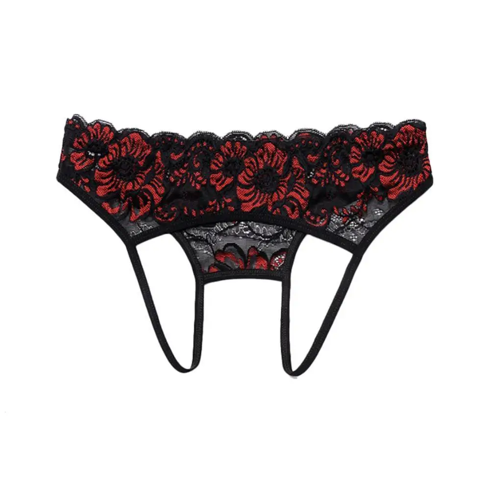 

80% Hot Sale Women Sexy Low Waist Lace G-String Underwear See-Through Crotchless Thong Panty Plus size knickers