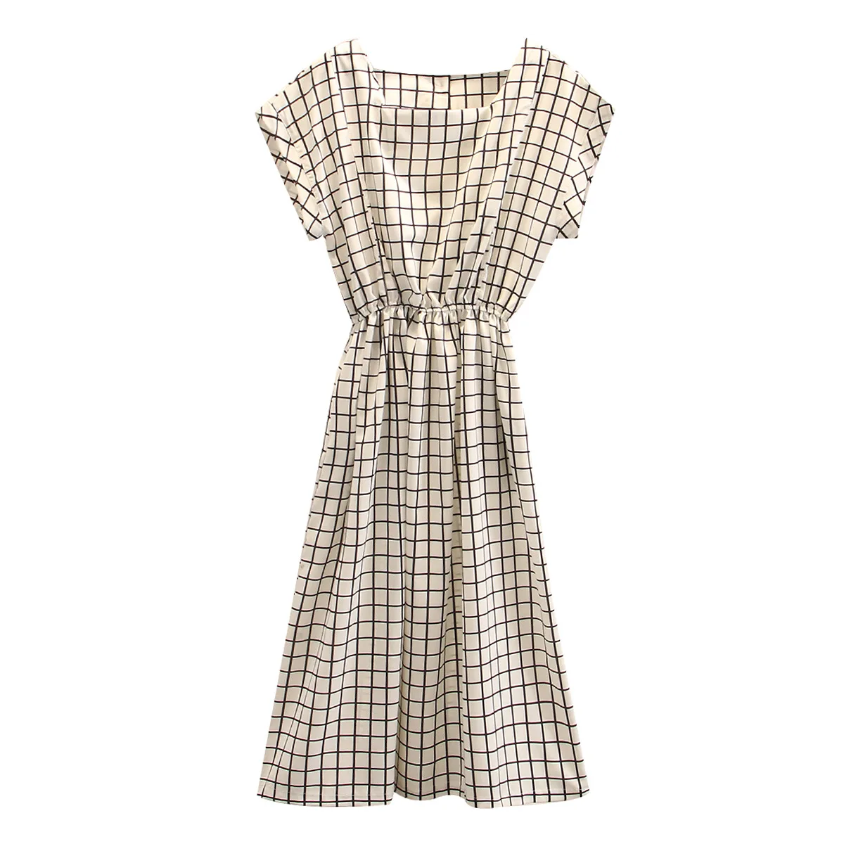 Клетчатое длинное платье для женщин летнего размера плюс модное женское с