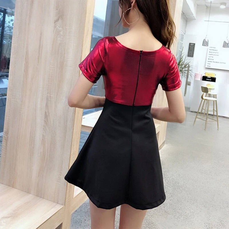 

2021 Summer New We Media Clothes Female Anchor Sexy V-neck Low-Cut Fat Girl Belly Covering Small High Waist Dress