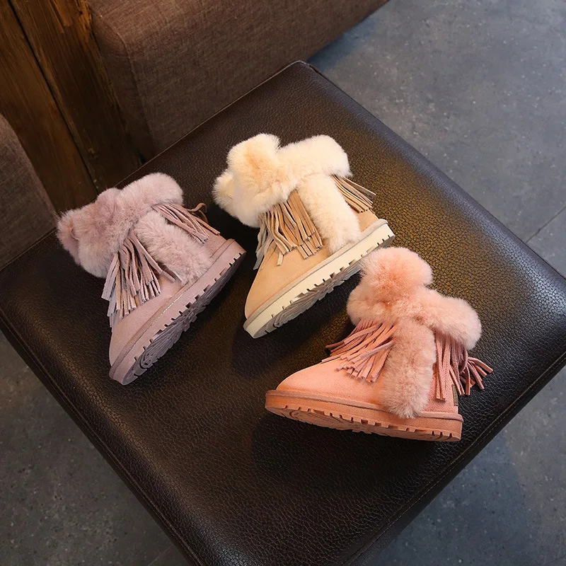 Зимние ботинки Dolakids детская кожаная обувь хлопковые для девочек теплая с милым