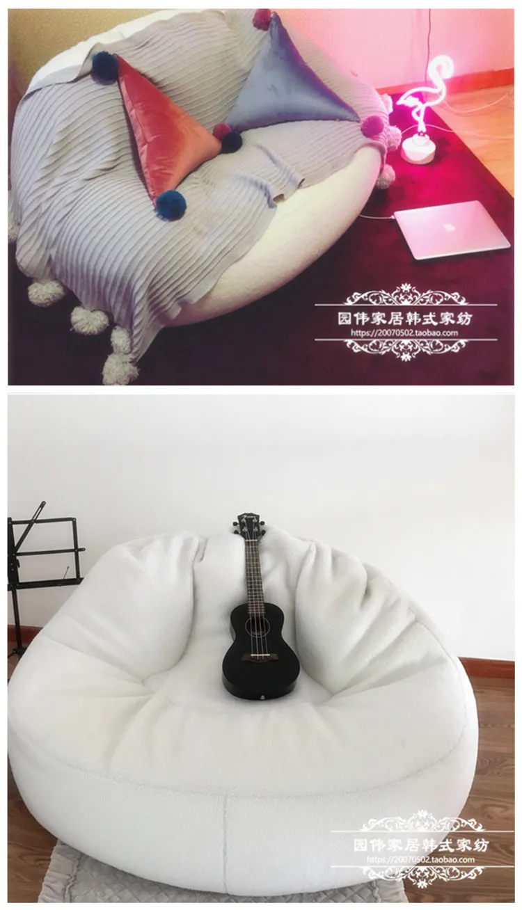 Высокое качество овечья кожа бархат Beanbag кровати ленивое сиденье компьютерное кресло мебель для гостиной диван стулья 2 размера