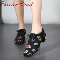 lip prints dance sneakers for girls children ballroom latin dance shoes kids close toe colorful training shoes wholesale price