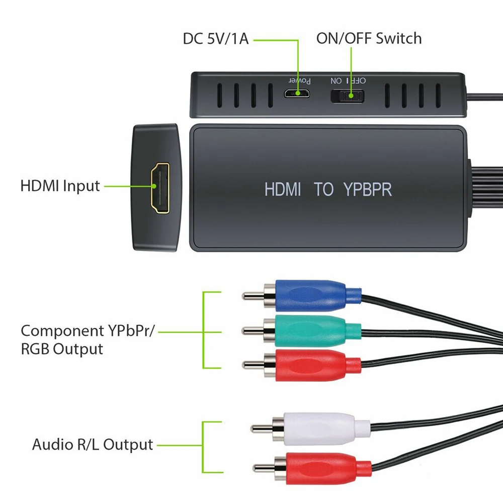 Переходник HDMI/YPbPr + R/L 1080P для ноутбука PS3 PS4 DVD Xbox 360 | Электроника
