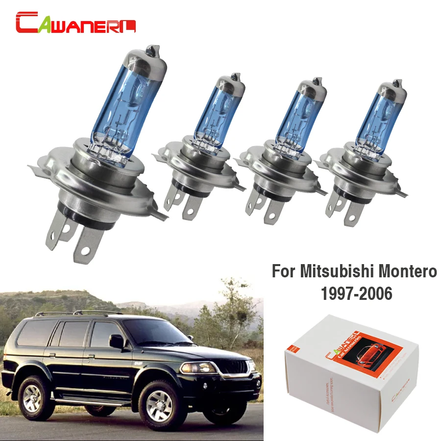 

Cawaner 4 шт. 100 Вт H4 автомобильные галогеновые лампы Hi/короче спереди и длиннее сзади) теплый белый 4300K 12V автомобильный головной светильник для ...