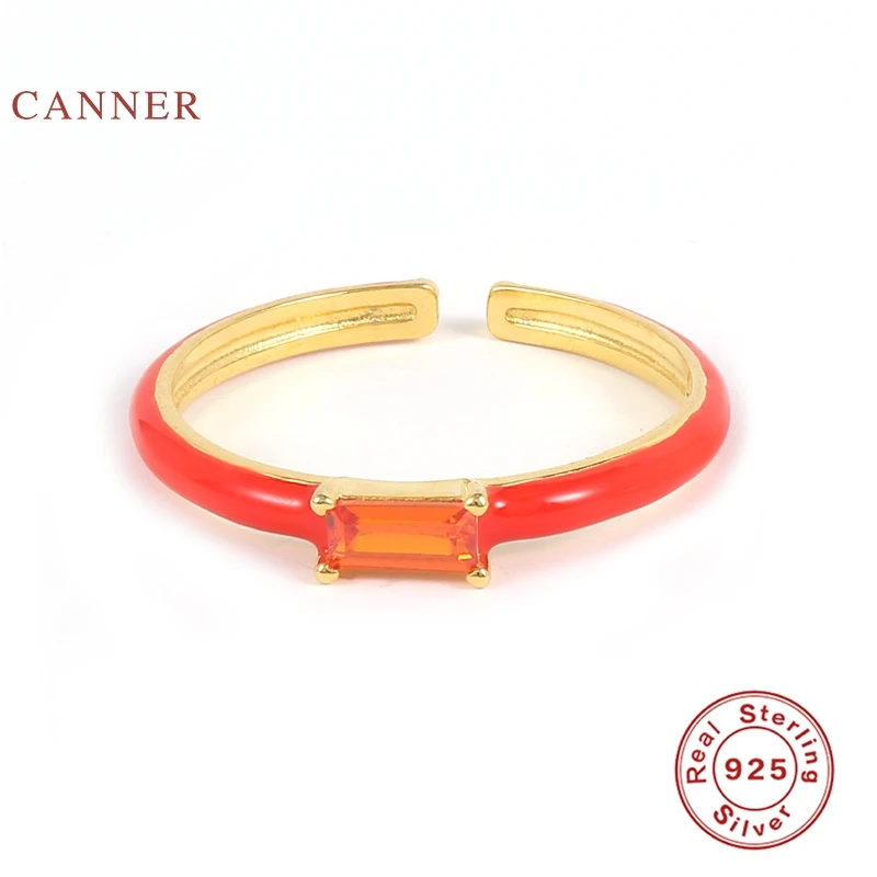 

CANNER Drop Oil Crystal Rings For Women Girls 925 Silver Ring 2021 Trend Anillos Mujer Fine Jewelry Paired Ring Minimalist