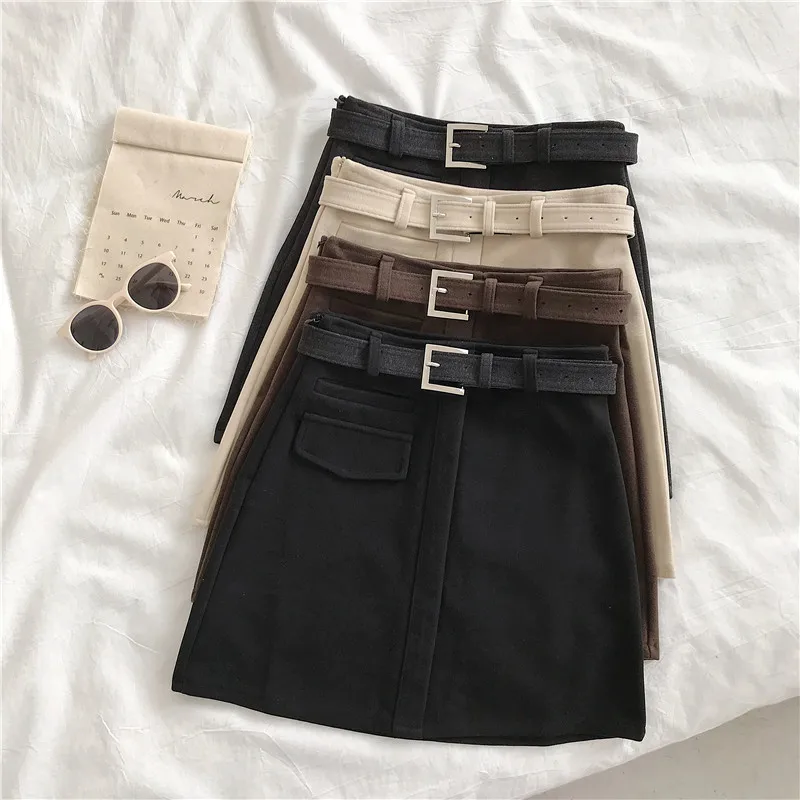 2020 Корейская Стильная черная юбка летняя женская элегантная с высокой талией
