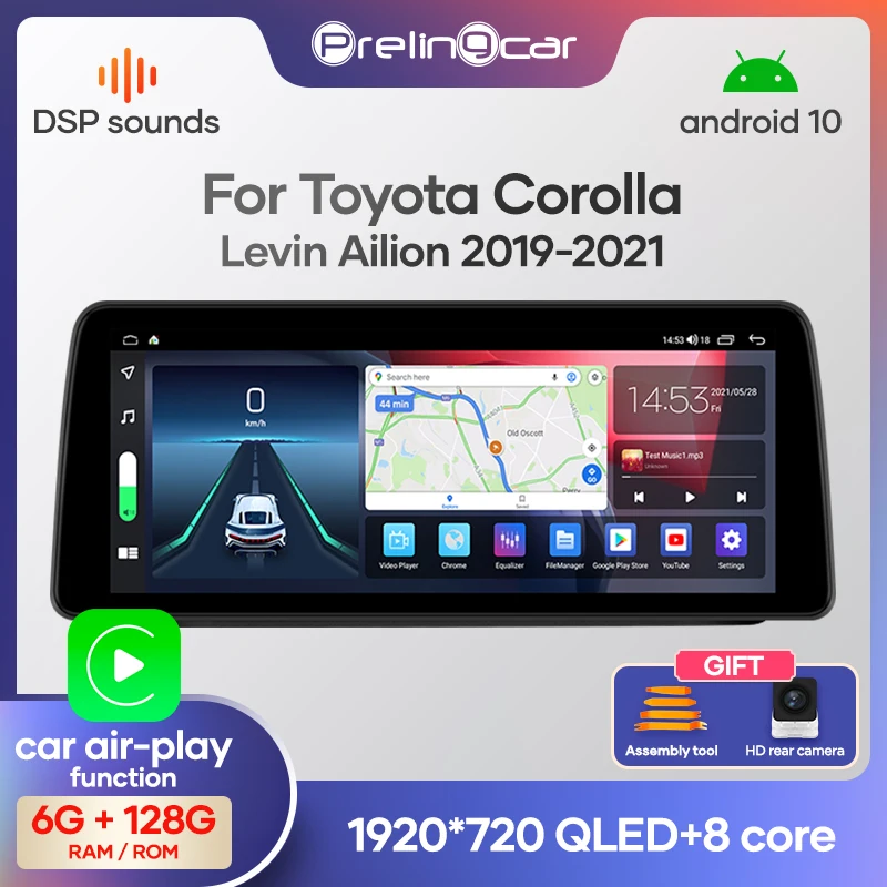 

12.3 inch For Toyota Corolla Levin Ailion 2019-2021 Android 10 Car Radio Stereo Receiver Video Player Multimedia Navigation GPS