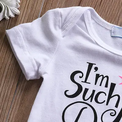 

US Fashion Sweet Newborn Baby Girl Romper Bodysuit Shorts Pants Clothes Outfits
