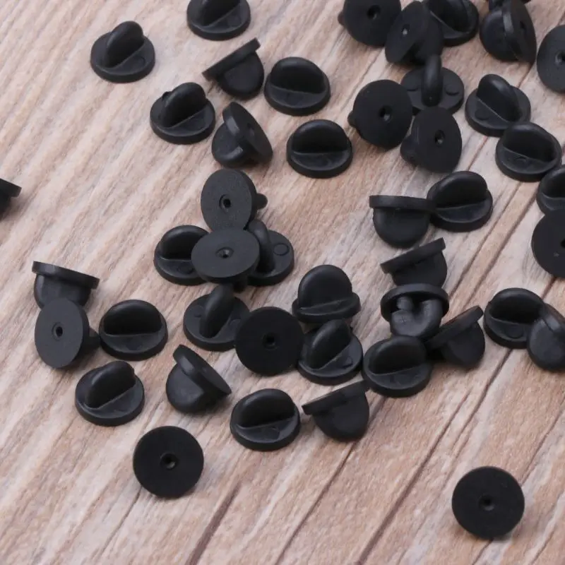 100Pcs Black PVC Rubber Brooch Pin Backs Comfort Fit Tie Tack Lapel Backing Holder Clasps Jewelry Findings | Украшения и