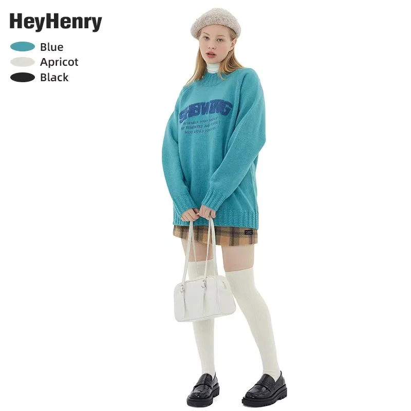 

Осенний новый свитер с круглым вырезом и надписью для мужчин и женщин свободный Универсальный вязаный свитер с длинным рукавом для пар