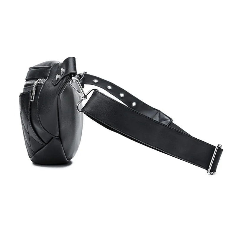 Ansloth Classic Thread Waist Bag For Women Zipper Fanny Pack Lady PU Leather Belt Bag Female Banana Bag Simple Waist Bag HPS569