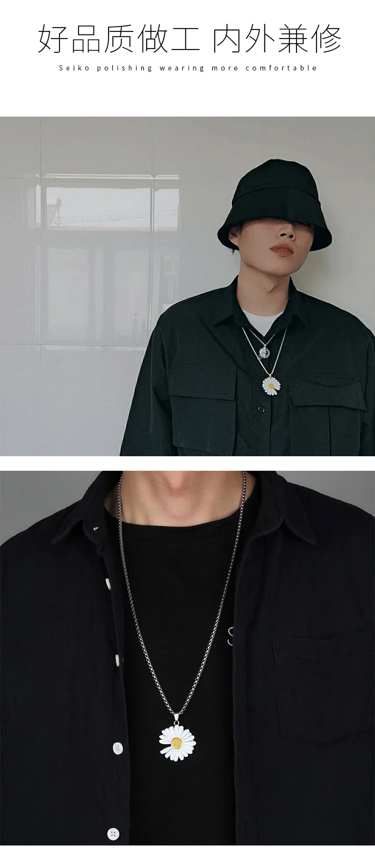 

GD Same Paragraph Small Daisy Pendant Necklace G-Dragon Daisy Hip Hop Necklaces Korean Fashion Kwon Ji Long Fans Collection