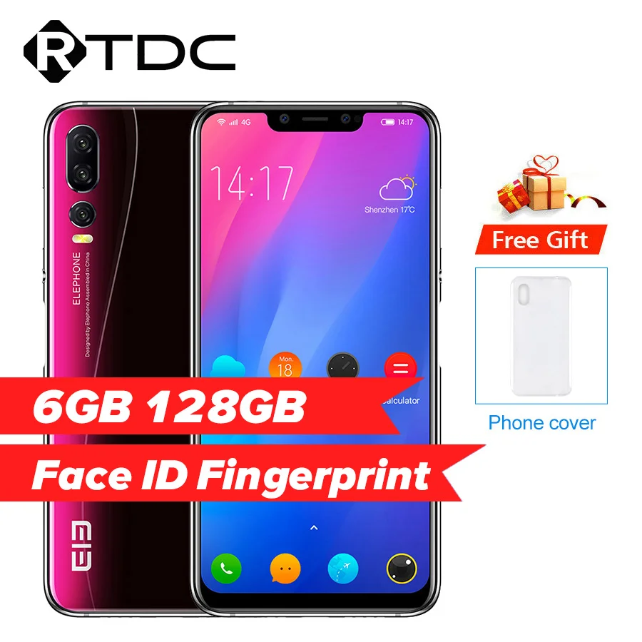 Elephone A5 6,1" Android 8,1 P60 MT6771 четырехъядерный 6 ГБ ОЗУ 128 Гб ПЗУ 12MP+ 20MP распознавание лица отпечаток пальца 4G OTG Мобильный телефон