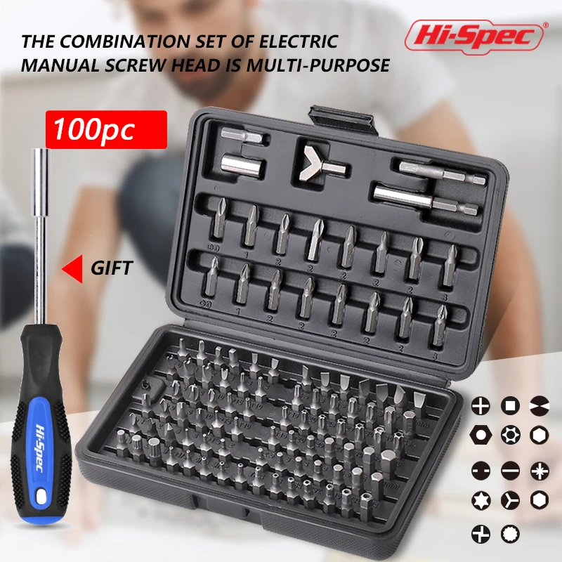 100pc with gift Hi-Spec 100 Набор отверток для ПК с битным драйвером защита от вскрытия Torq Torx Шестигранная звезда отвертка Набор бит для ремонта бытовой техники - Цвет: 100pc with gift