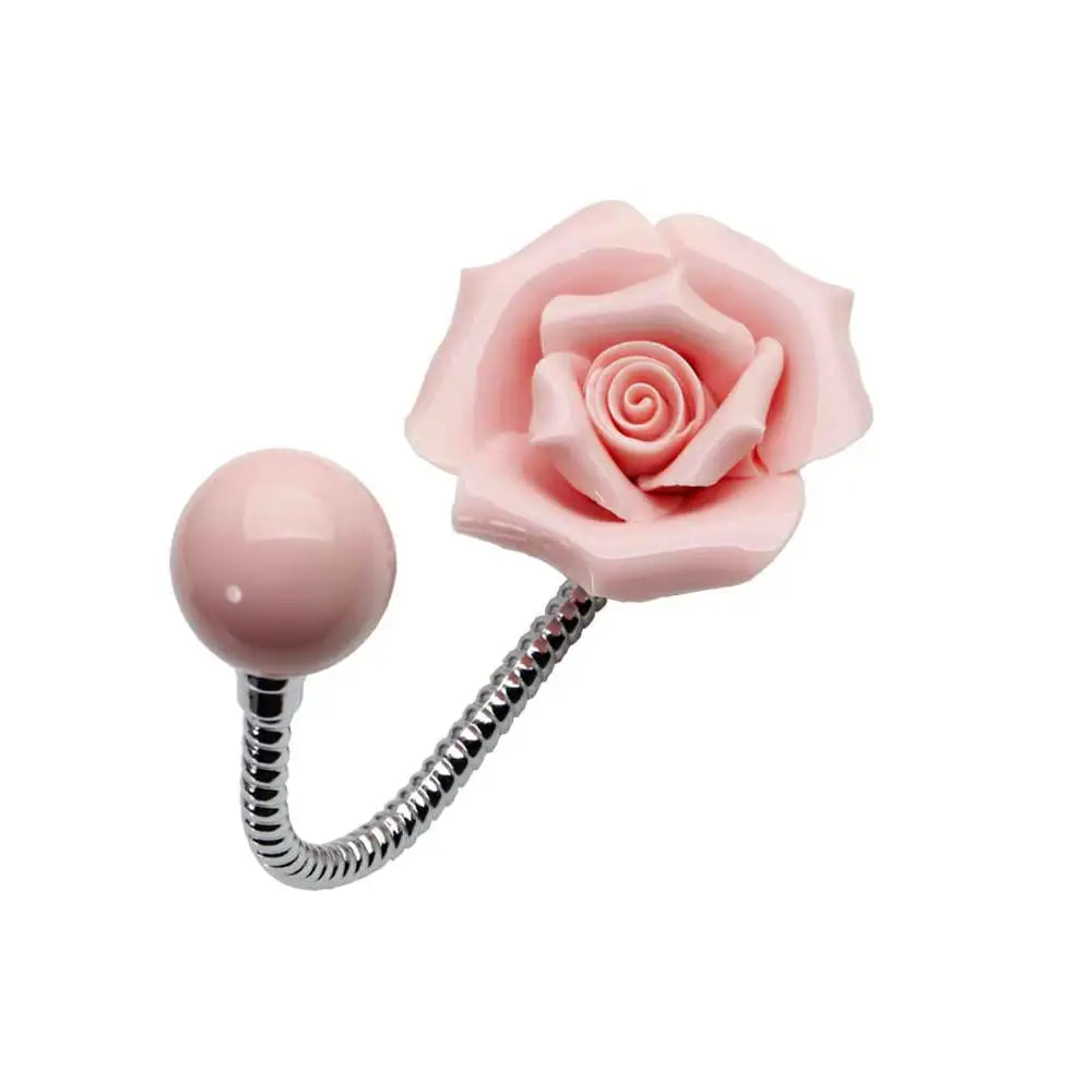 

3D Flower Ceramic Wall Coat Hook Chrome Decorative Robe Hook For Scarf Bag Towel Hat Keys For Kitchen Bathroom Office