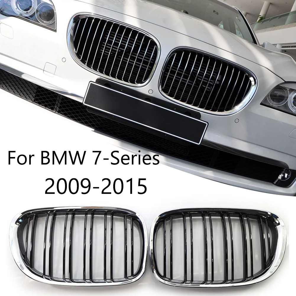 

Double Slat Kidney Grill Automobiles Exterior Parts Grille for BMW F01 F02 F03 F04 2009-2012 Chrome Gloss Black