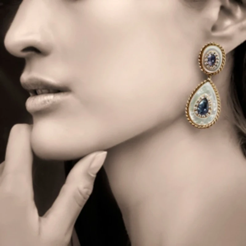 

Classic Vintage Jewelry For Women Multicolor Droplets Shape Temperament Ear Accessories Hollywood Actor Same Style Earring 2020