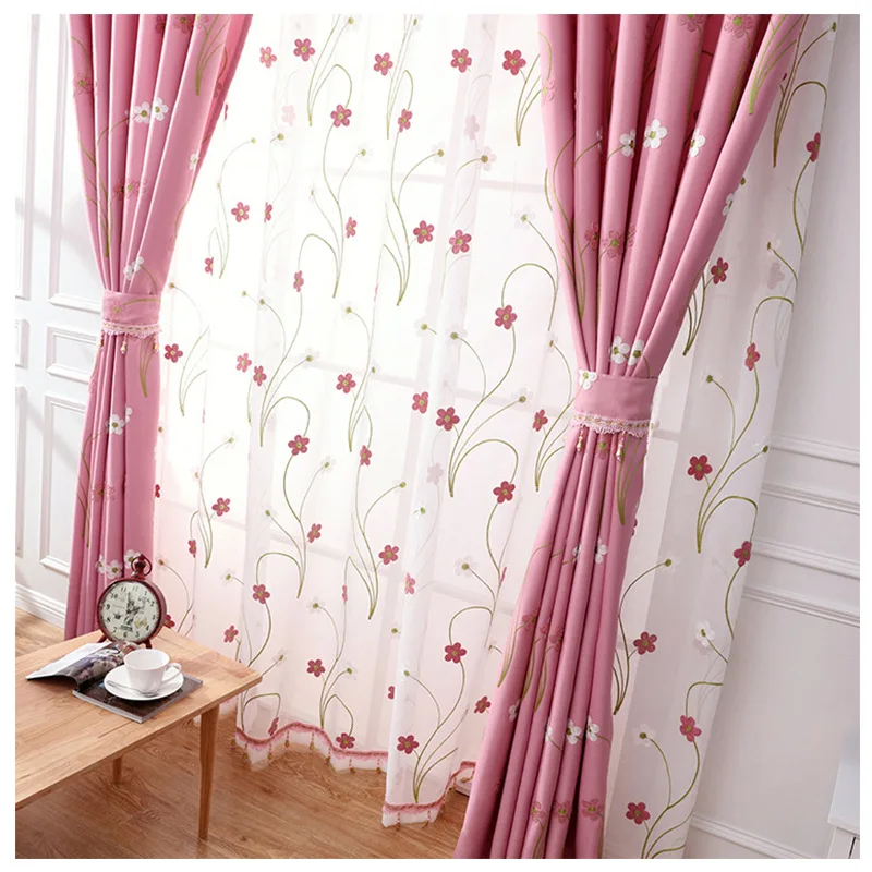 

Factory Wholesale Zero-Cut Finished Product Processing Happiness Small Flower Ramie Velvet Embroidered Window Shade Cloth