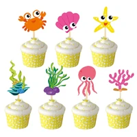 ocean sea creature cupcake toppers under the sea theme cupcake picks for kids birthday party baby shower set of 28