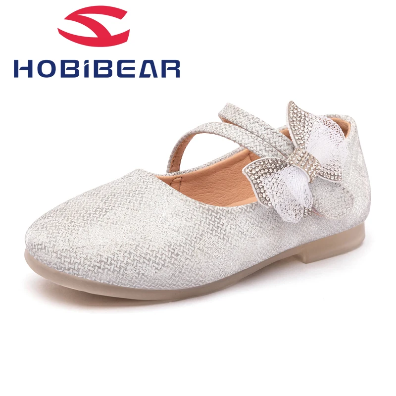 

Детская обувь с блестками HOBIBEAR, элегантная достойная кожаная обувь принцессы с цветами для маленьких детей, обувь с бабочками