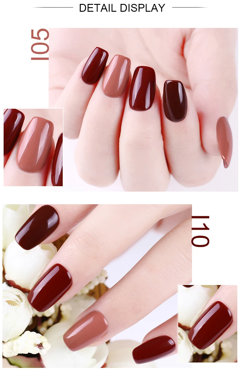 NEE JOLIE1 Bottle 8ml Caramel Series Gel Polish 11 Coffee Colors Soak Off UV Gel Varnish One-shot Color Nail Art Gel