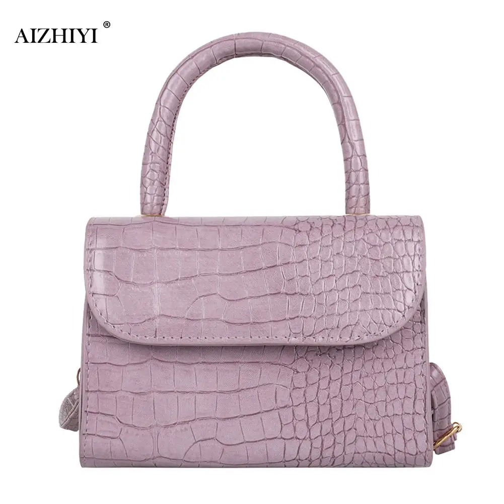 

Mini Square Flap Crossbody bag 2020 New Quality PU Leather Alligator Pattern Women's Designer Handbag Lock Shoulder Purse Messen