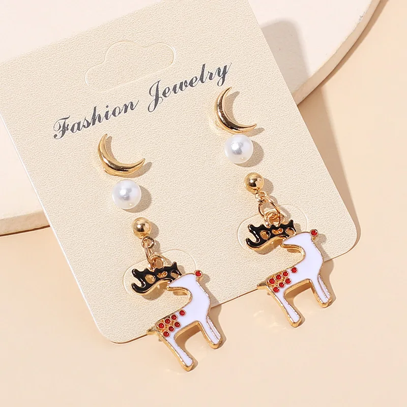 

2Pcs New Christmas Earrings Crystal Snowman Jewelry Christmas Tree Stud Earring for Women Creative Party Accessories Girl Gifts