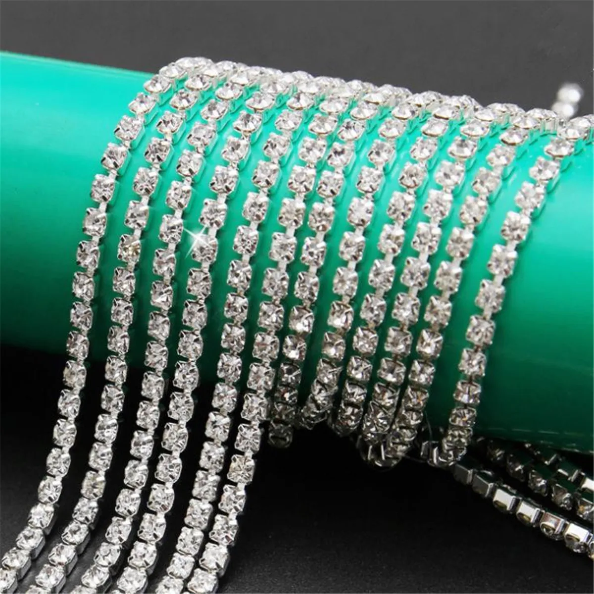 

100CM Gold/Silver Crystal Glass Rhinestone Chain DIY Close Trim Sewing Craft