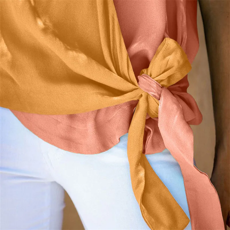 

Plus SizeCasual Women Tank Tops 2020 Summer Women Clothing Patchwork V-neck Bow Loose Tops