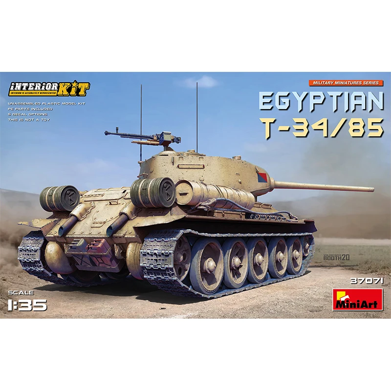 

Assembled Tank Model 1/35 Egyptian T-34/85 Medium Tank with Internal Structure 37071 Plastic Kit Building Model Military Hobby