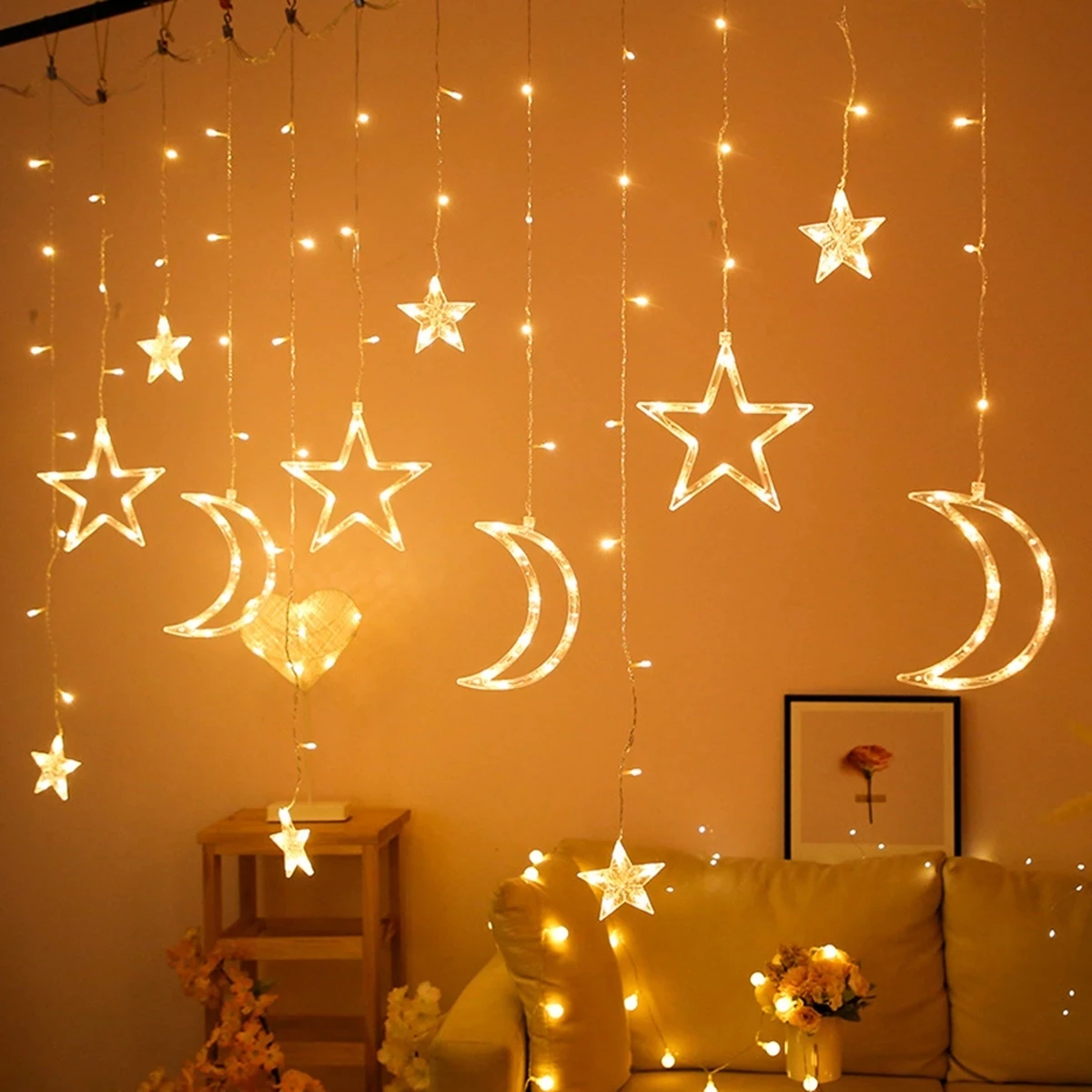 

Eid Moon Star Curtain Garland Led String Light Ramadan Decoration Islam Muslim Party Decor Eid Al Adha Gift Eid Mubarak
