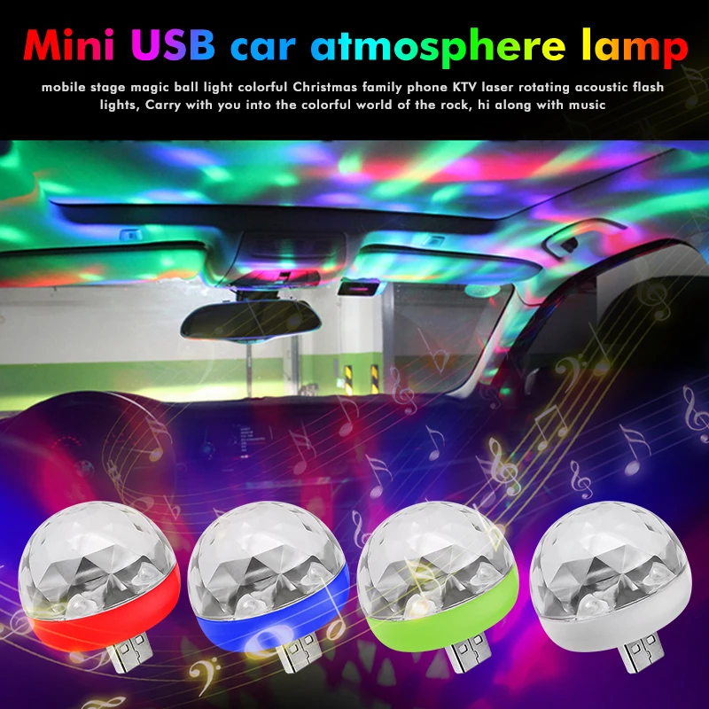 CARCTR светодиодная Автомобильная атмосферная лампа USB DJ RGB мини цветная