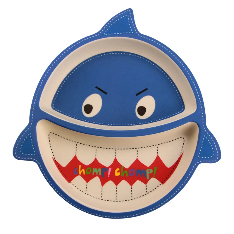 Shark A Детские миски из натурального бамбукового волокна, милые Мультяшные блюда с животными, посуда для кормления детей, необычная портативная тарелка для малышей - Цвет: Shark A