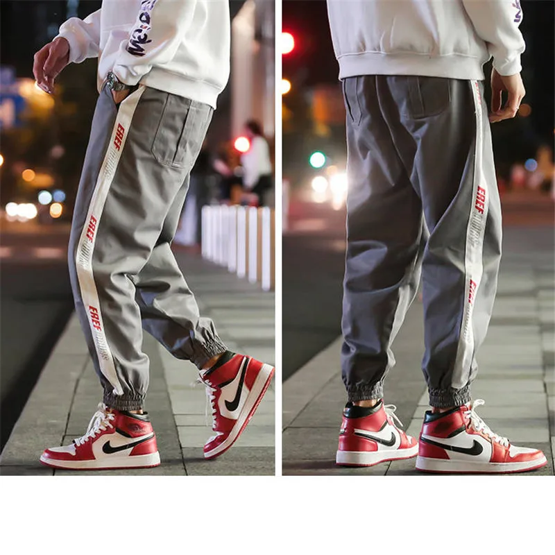 

5XL Cargo Letter Print Pants Hip Hop Black Pants Mens Cargo Harem Pant Streetwear Harajuku Jogger Sweatpant Cotton Trouser