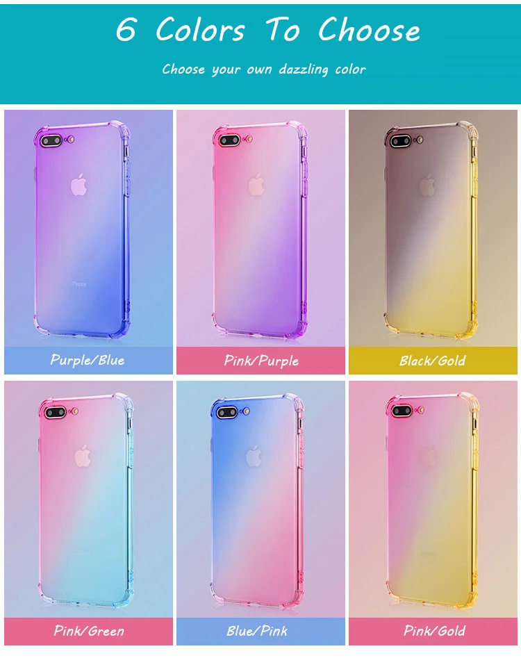 Модный полупрозрачный градиентный Прозрачный чехол для телефона iPhone X XR XS Max 8 7 6 6S