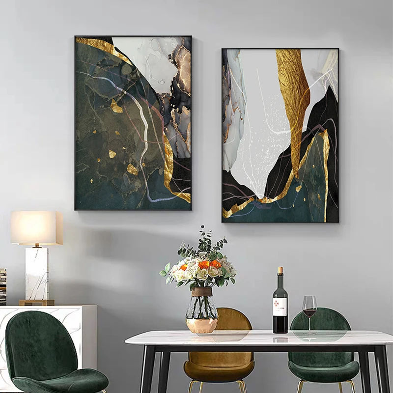

Modern Abstract Golden Canvas Painting Wall Art Nordic Posters and Prints Wall Pictures for Living Room Decoration Frameless