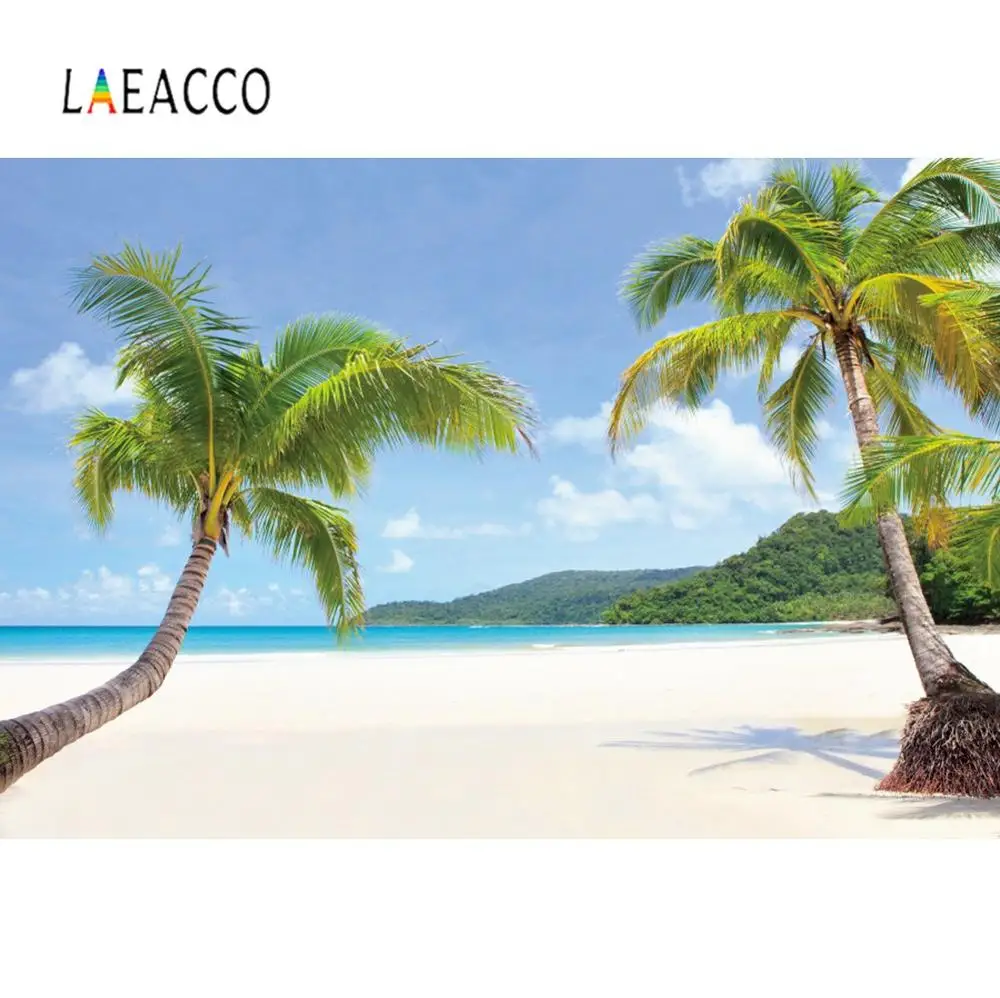 

Фон для фотосъемки Laeacco с изображением тропических пейзажей, летнего морского пляжа, песчаного острова, пальм, деревьев