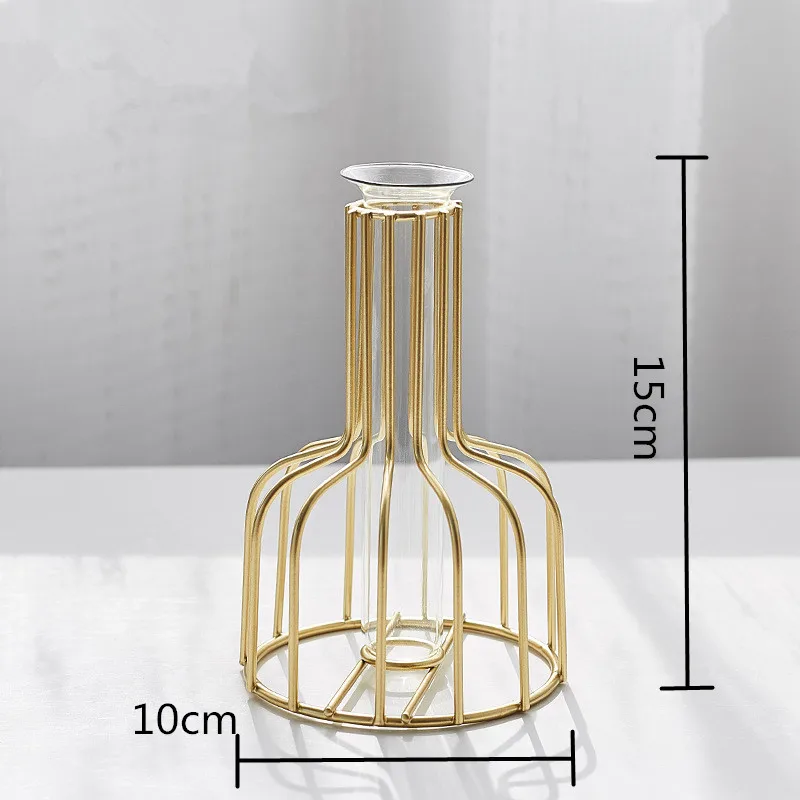 Стеклянная ваза для цветов железная декоративная золотые растения Цветочная