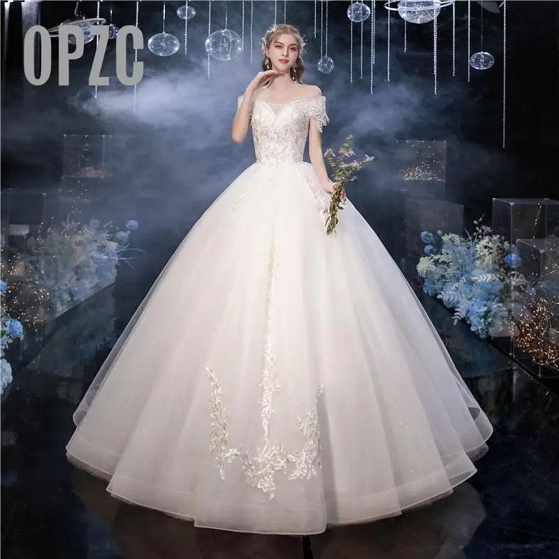 2020 New Arrival Beautiful Sexy V Neck Off Shoulder Plus Size Wedding Dress Lace Embroidery Beading Vestidos De Novia Bride Gown