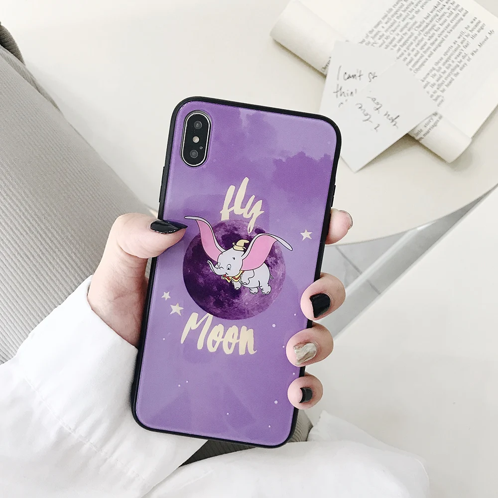 HYH iphone Glass Case Flying Elephant Pattern Anti Knock Fitted for Apple 6 7 8 plus x xs xr max |