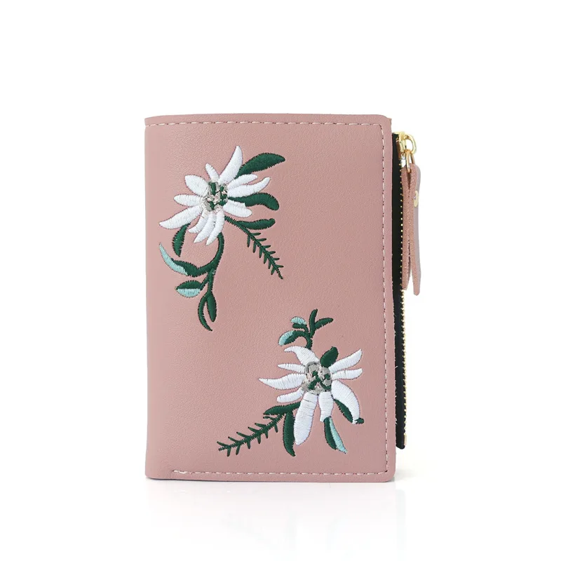 

New Women's Wallets Print Flower Short Wallet For Woman Zipper Mini Coin Purse Ladies Small Wallet Female Leather Card Holder