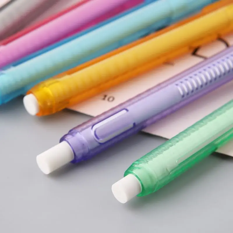 

Creative Press Pen Shaped Eraser Writing Drawing Pencil Erase Student School Office Stationery Learning Painting Accessory
